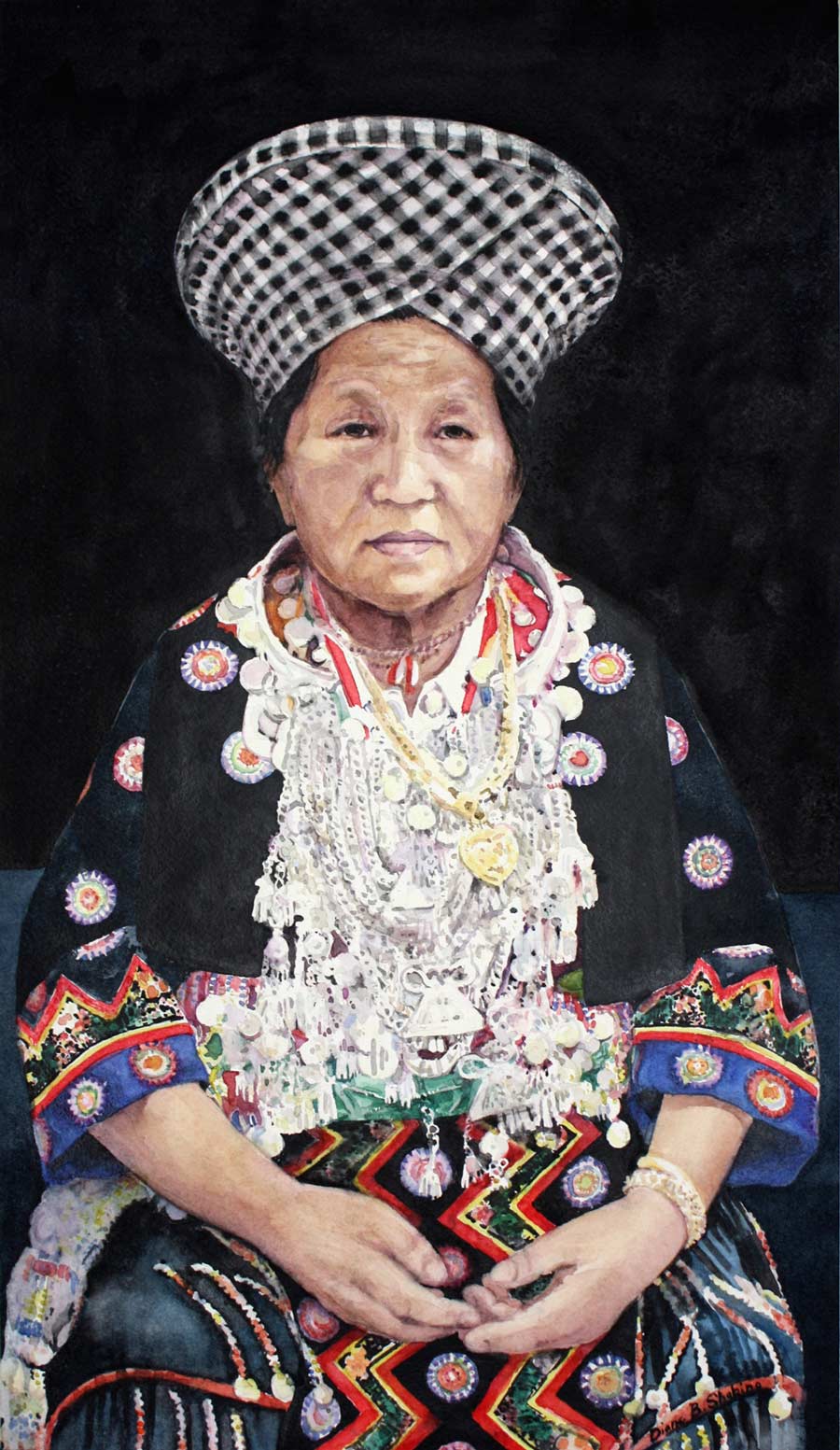 Hmong New Year, Transparent Watercolor, 20x12", by Diane B. Shabino