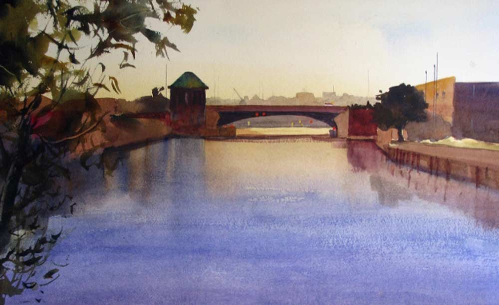 Menomonee River 2, Watercolor, by Kappy Schwab