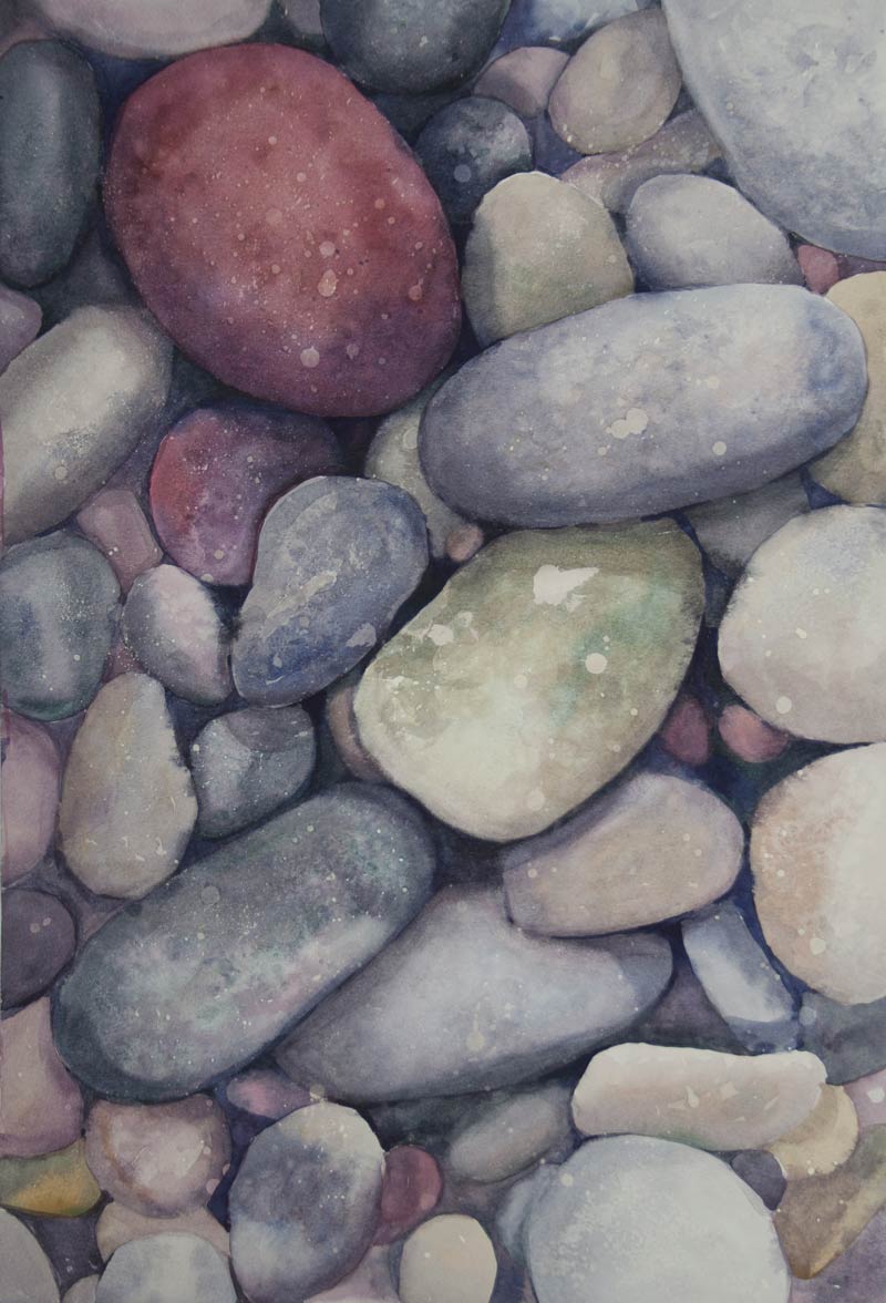 Rocks, Watercolor, 15x22", by Kathryn Wedge