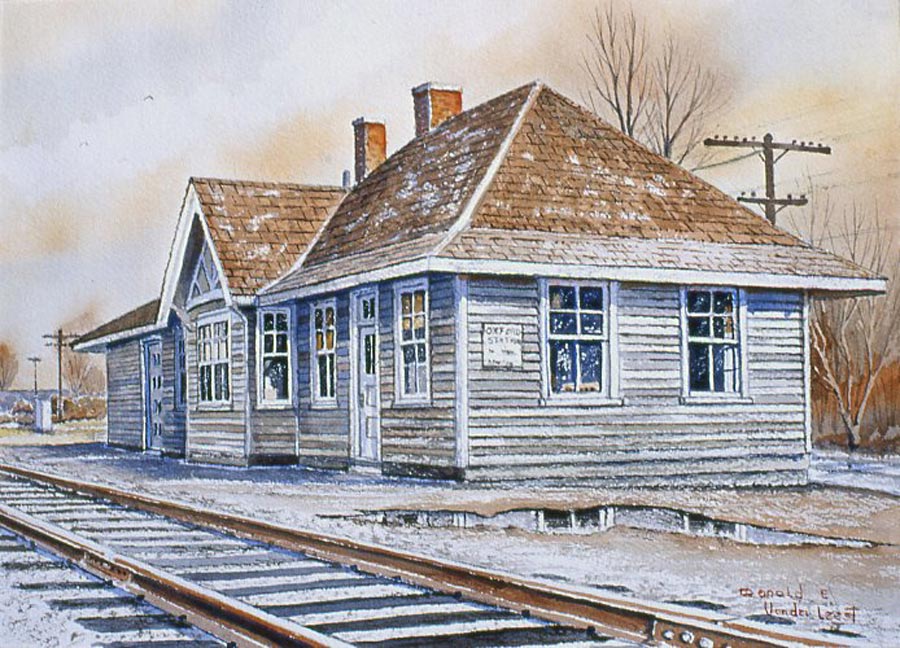 Oxford Station, Watercolor, by Donald E. Vander Leest