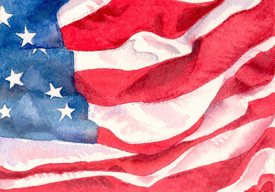 Flag, Watercolor, by Karen Finerty