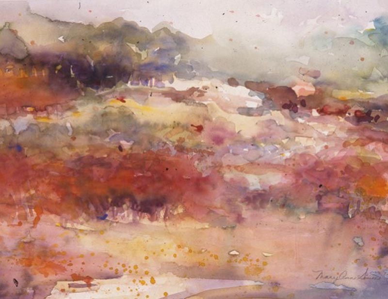 October Landscape, Watercolor, by Mary Ann Simon