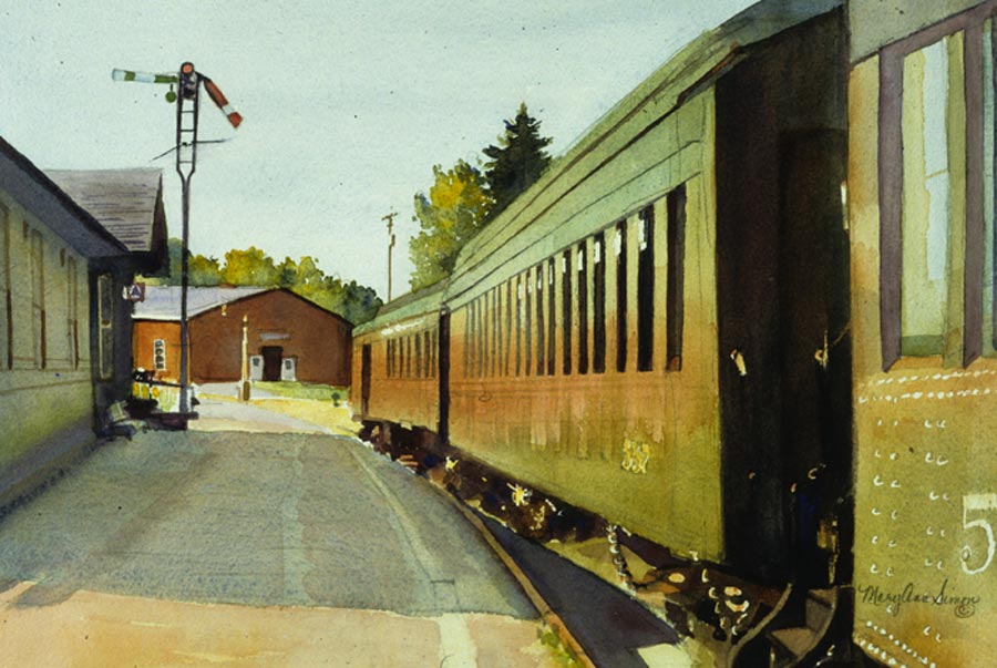 Train, Watercolor, by Mary Ann Simon