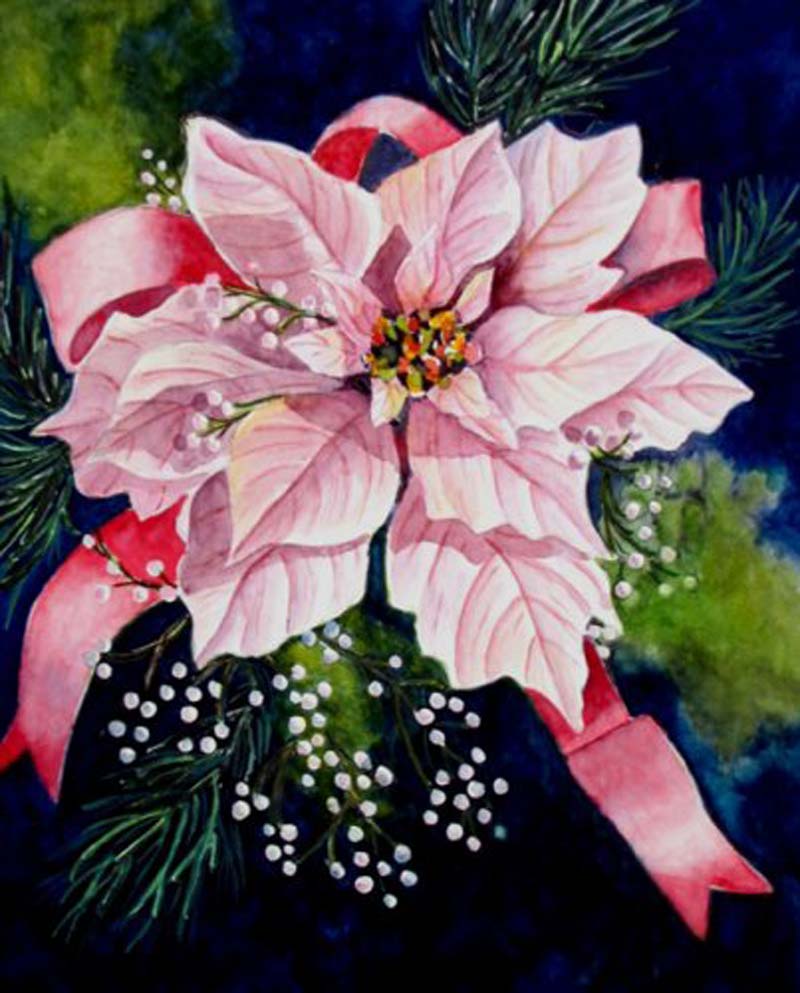 Christmas Card, Watercolor, by Shelby J. Schait