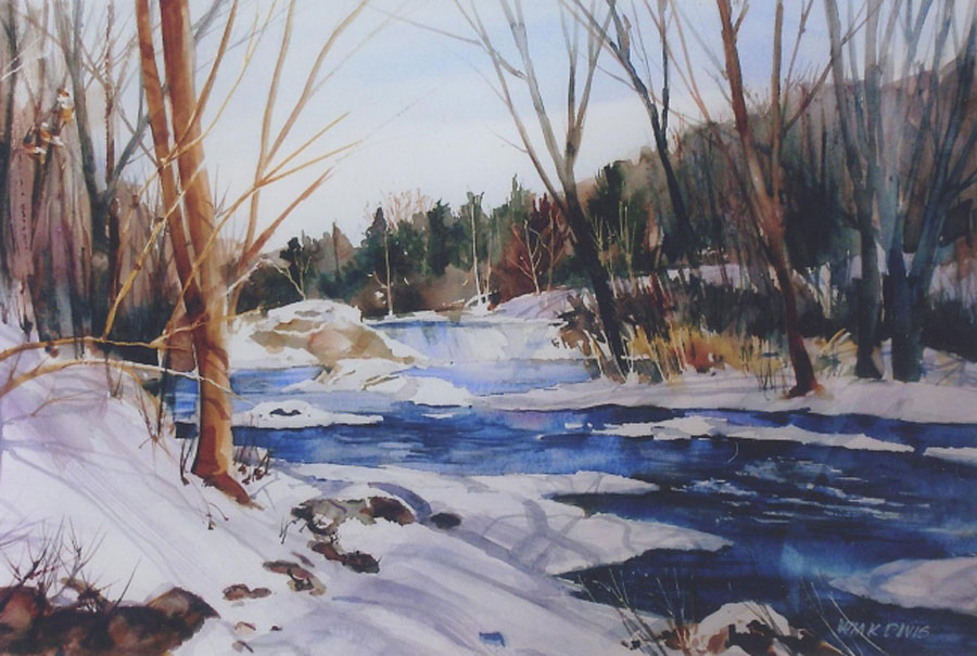 Frigid Morning, Watercolor, by William K. Davis