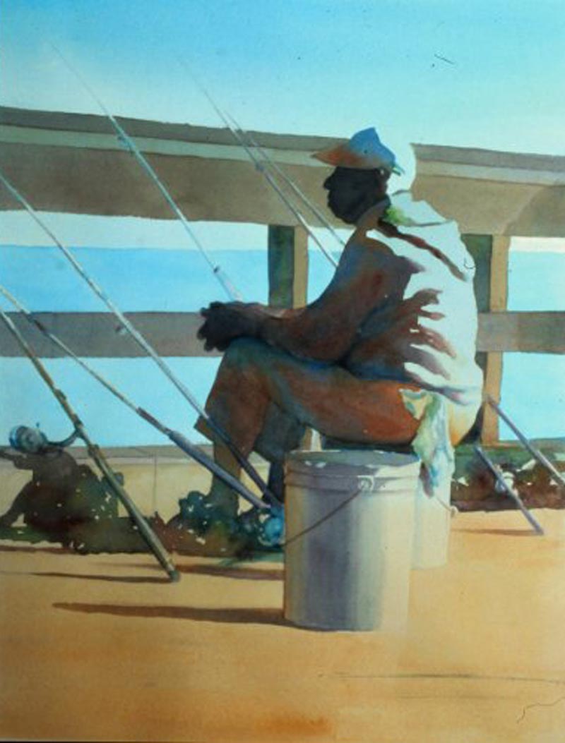 Waiting, Watercolor, by Mary Ann Simon