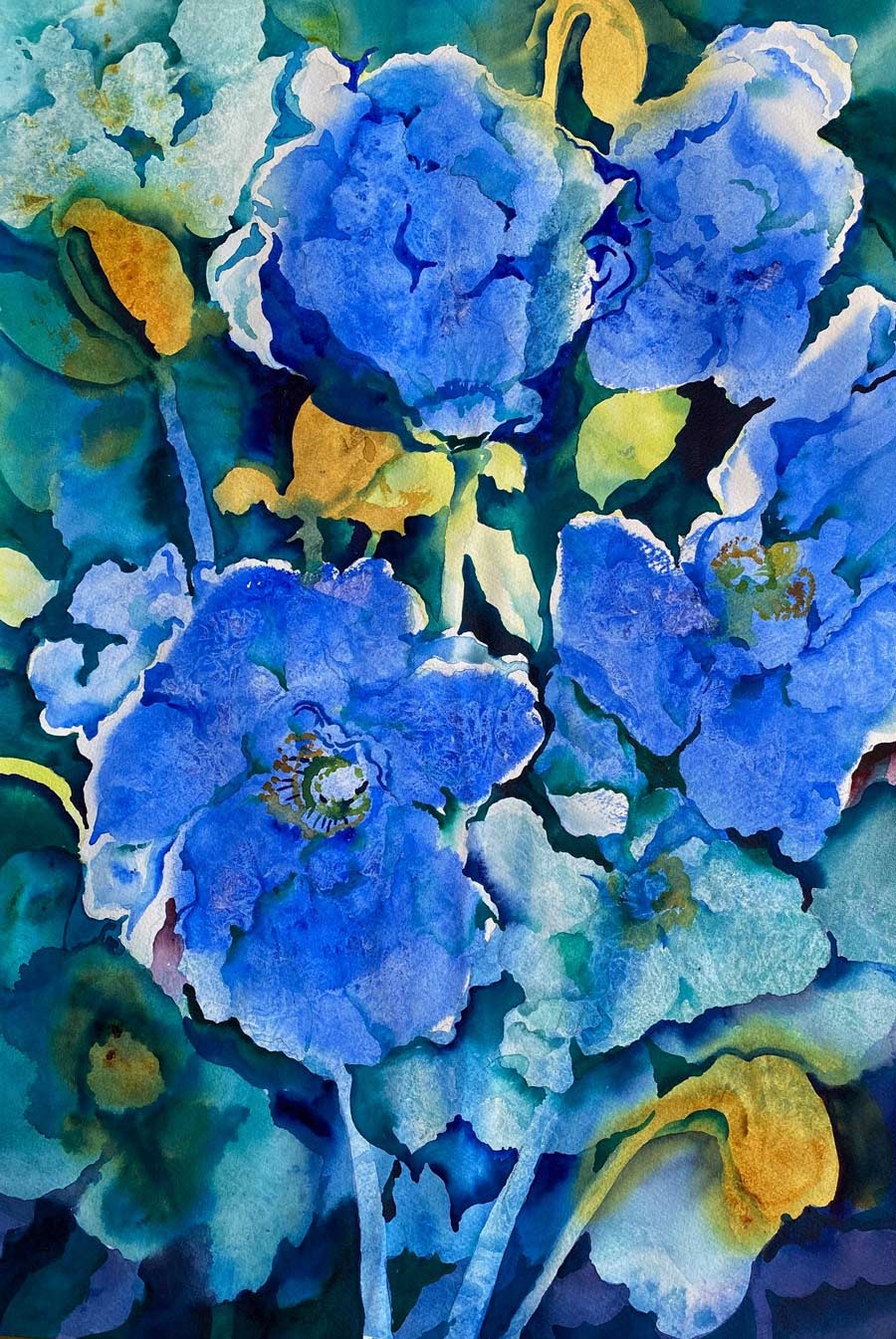 Blue Poppies, Watercolor, 15x22", by Phyllis K. Hoopman